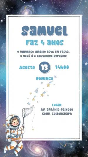 Convite de Aniversário Astronauta para Editar Online