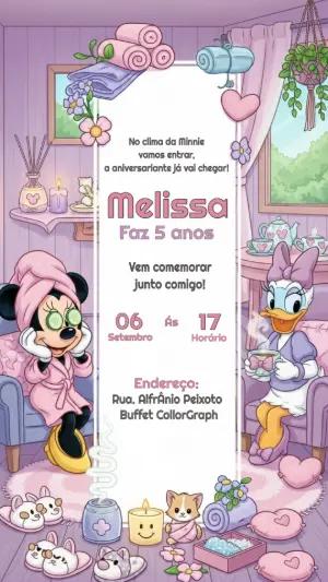 Convite Aniversário Spa da Minnie para Editar Online