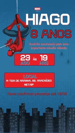 Convite de Aniversário Homem-Aranha para Editar Online