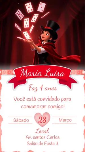 Convite Digital Aniversário Mágica Menina para Editar