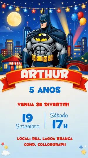 Convite de Aniversário Batman: Modelo Digital para Editar