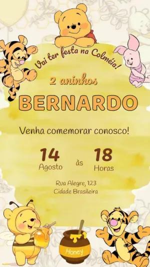 Convite Animado Aniversário Ursinho Pooh para Editar