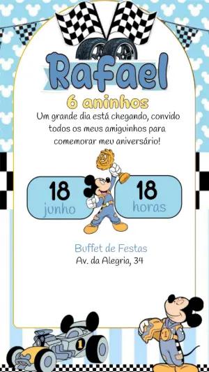 Convite de Aniversário Mickey Piloto Azul para Editar