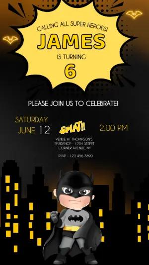 Batman Birthday Invitation | Editable Comic Book Template
