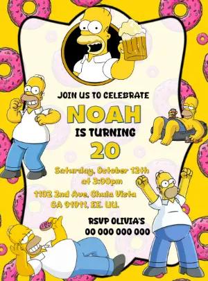 Homer Simpson Birthday Invitation to Edit Online