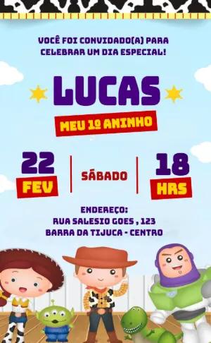 Convite de Aniversário Toy Story Editável para Menino
