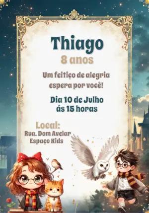 Convite Aniversário Harry Potter com Personagens para Editar
