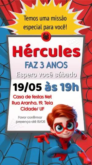 Convite de Aniversário Homem-Aranha Baby Editável