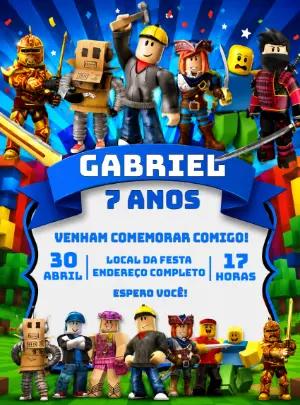 Convite de Aniversário Roblox Azul para Editar Online
