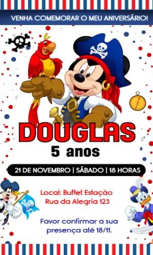 Convite de Aniversário Mickey Pirata para Editar Online