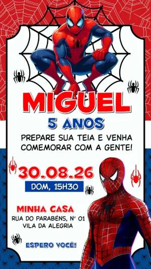 Convite de Aniversário Homem-Aranha para Editar