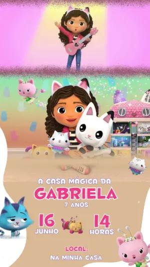 Convite Animado Casa Mágica da Gabby para Aniversário Editável