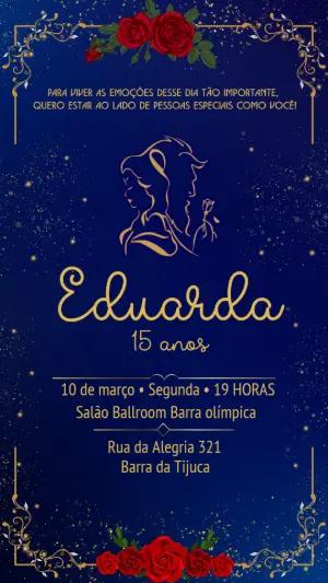 Convite Aniversário A Bela e a Fera Editável Online