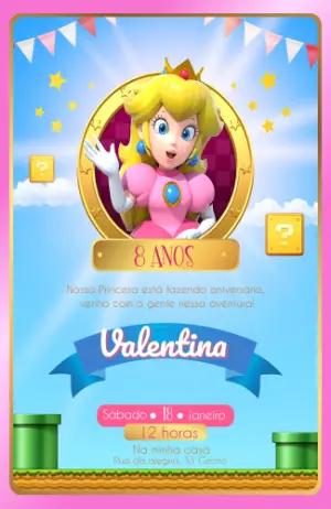 Convite de Aniversário Princesa Peach Editável