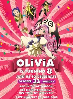  To Love-Ru Anime Birthday Invitation | Editable Digital Template