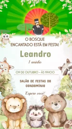 Convite Animado Bosque Encantado: Vídeo de Aniversário Infantil