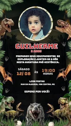 Convite de Aniversário Dinossauro com Foto