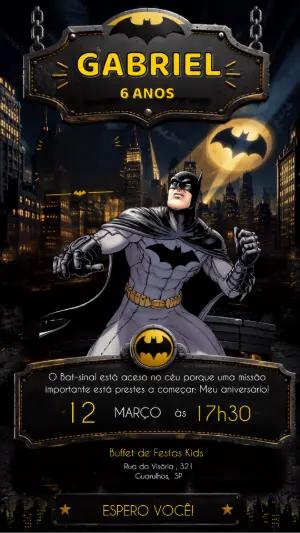 Convite de Aniversário Batman: Modelo Digital Editável