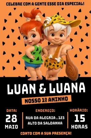 Convite Digital Aniversário Duplo Pedrita e BamBam para Editar