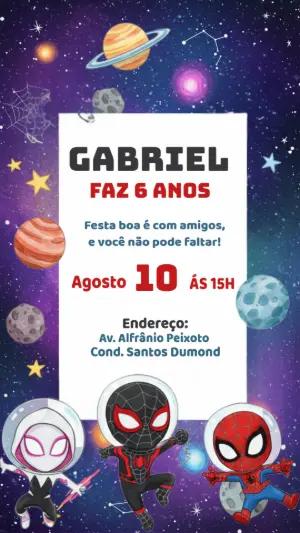 Convite Aniversário Spidey no Espaço para Editar Online