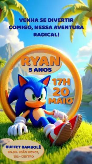Convite de Aniversário Sonic Aventura Radical para Editar