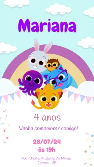 Convite de Aniversário Bolofofos para Editar Online