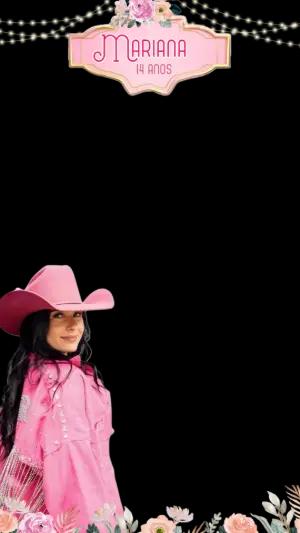 Story de Aniversário Cowgirl Rosa para Editar Online