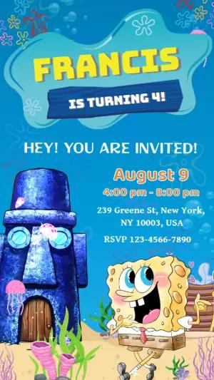Animated SpongeBob Birthday Video Invitation to Edit