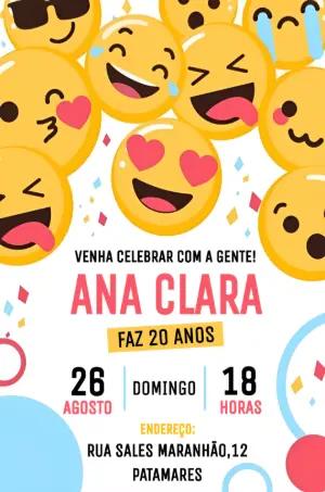 Convite de Aniversário com Emojis para Editar Online
