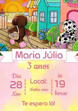 Convite Aniversário Bobbie Goods com Cães Fofos para Editar