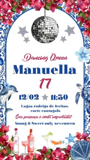 Convite de Aniversário Mamma Mia 'Dancing Queen' Editável