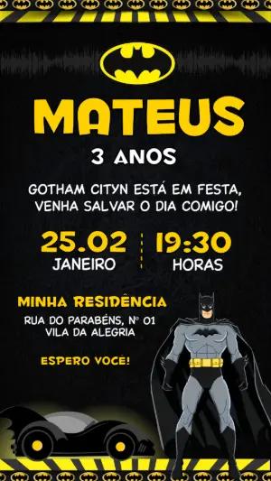 Convite de Aniversário Batman: Modelo Digital Editável para Festa