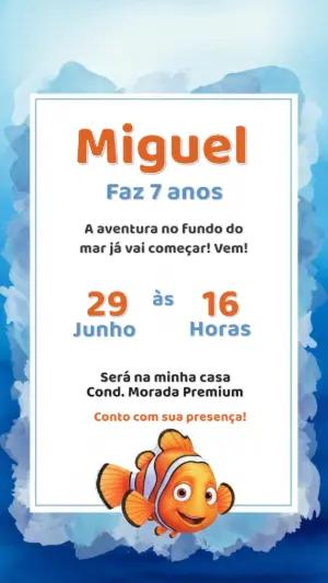 Convite Aniversário Procurando Nemo para Editar Online