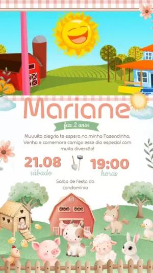 Convite Animado Aniversário Fazendinha para Editar Online