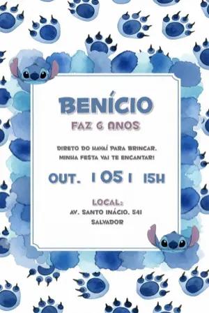 Convite de Aniversário Stitch Editável para Enviar
