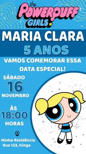 Convite Animado Lindinha Meninas Superpoderosas para Editar