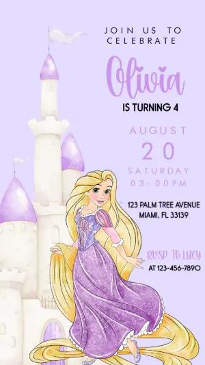 Rapunzel Princess Birthday Invitation Editable Template