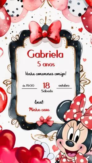 Convite de Aniversário Minnie Vermelha para Editar