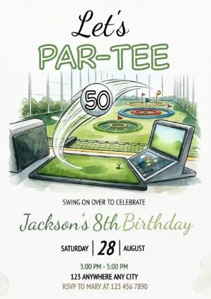 Modern Golf "Par-Tee" Birthday Invitation | Editable Template