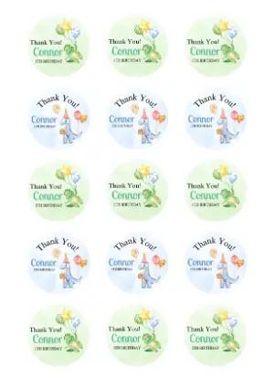 Cute Dinosaur Birthday Thank You Tags - Editable Template
