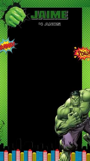 Moldura para Stories de Aniversário do Hulk para Editar