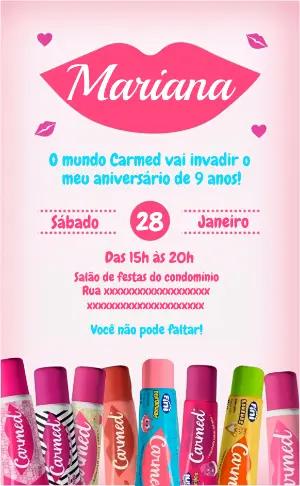 Convite de Aniversário Carmed para Editar Online e Imprimir