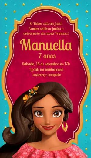 Convite de Aniversário Elena de Avalor Editável Digital