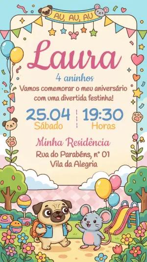 Convite de Aniversário Infantil Chip e Potato para Editar