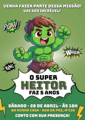 Convite de Aniversário Hulk Baby Fofo para Editar Online