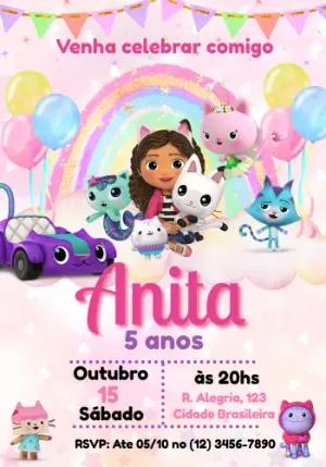 Convite de Aniversário A Casa Mágica da Gabby Editável Online