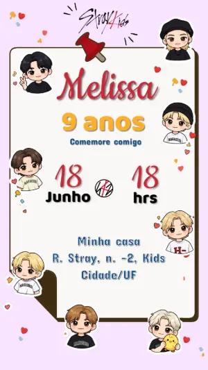 Convite de Aniversário Stray Kids K-pop para Editar