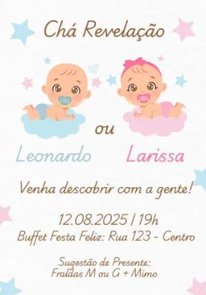 Convite Chá Revelação Bebês Rosa e Azul para Editar Online