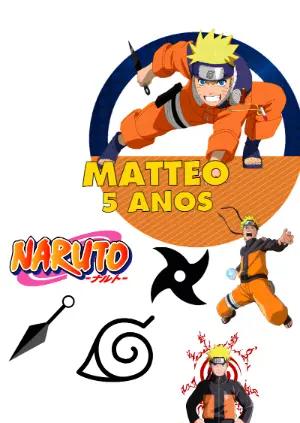 Topo de Bolo Naruto Ninja Editável para Aniversário Infantil