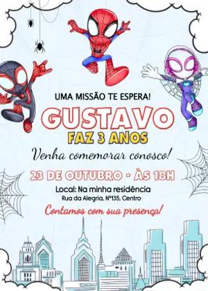 Convite Aniversário Spidey e Seus Amigos Espetaculares para Editar